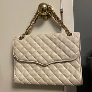 Rebecca Minkoff White and Gold Quilted Flap Shoulder or Crossbody Bag